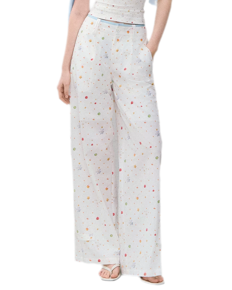 Printed Wide-Leg Pants