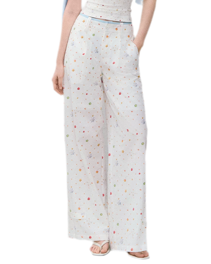 Printed Wide-Leg Pants