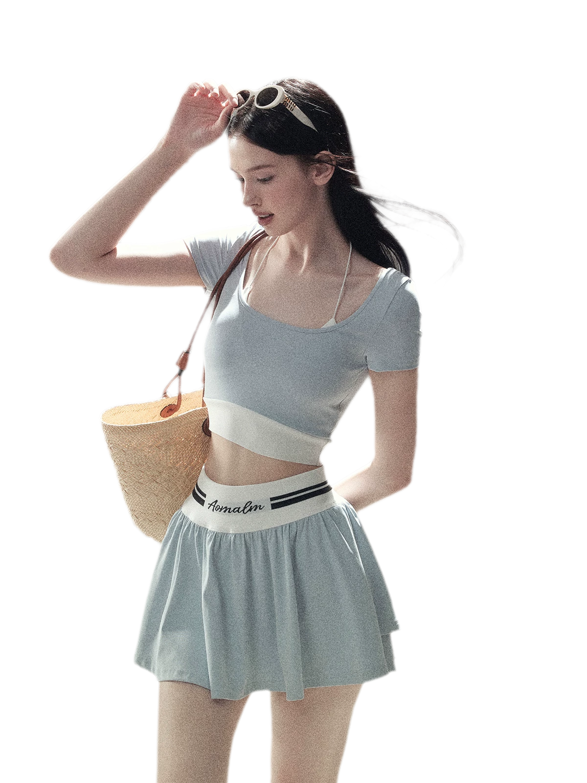 Contrast Layered Tennis Skort Set