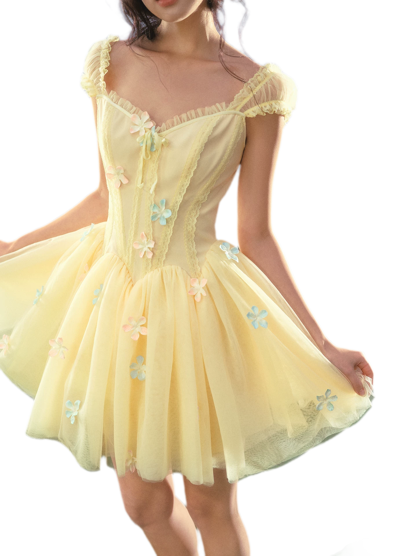Lace Corset Flared Dress
