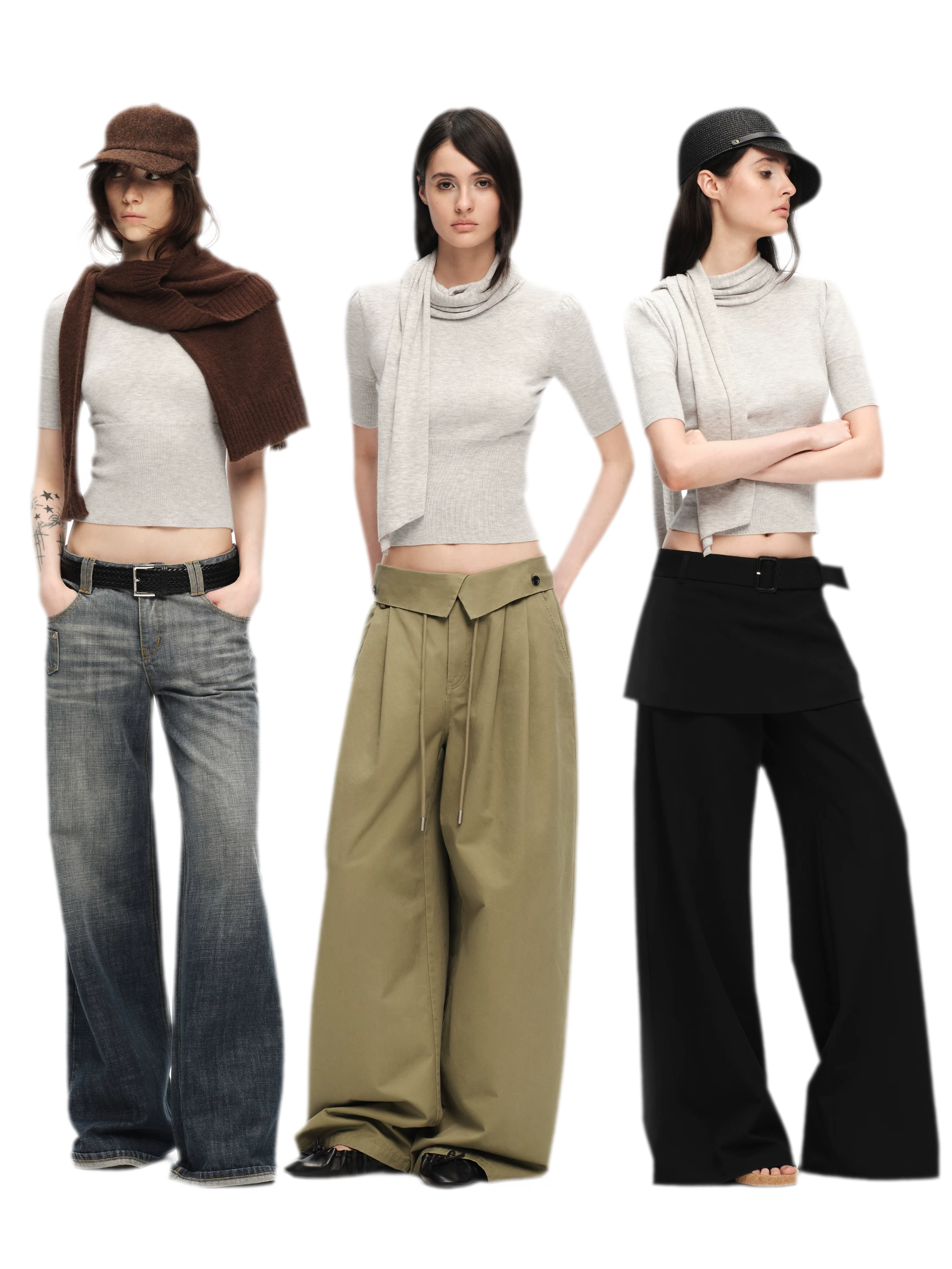 Wool-Blend Scarf-Neck Knit Top