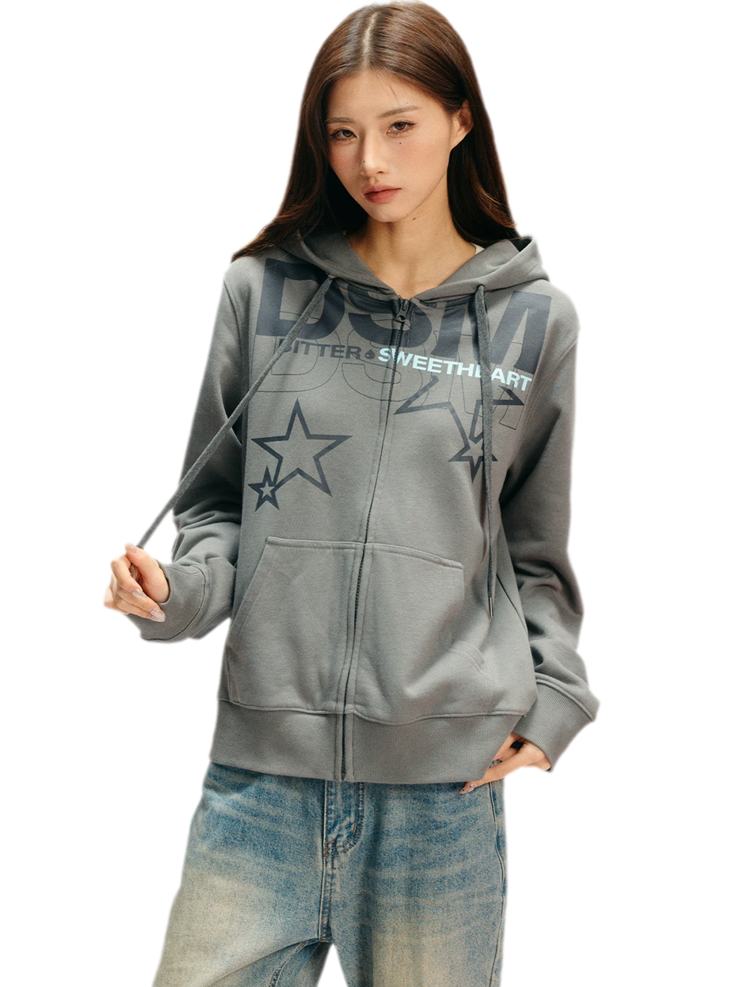 Loopback Fitted Zip-Up Hoodie