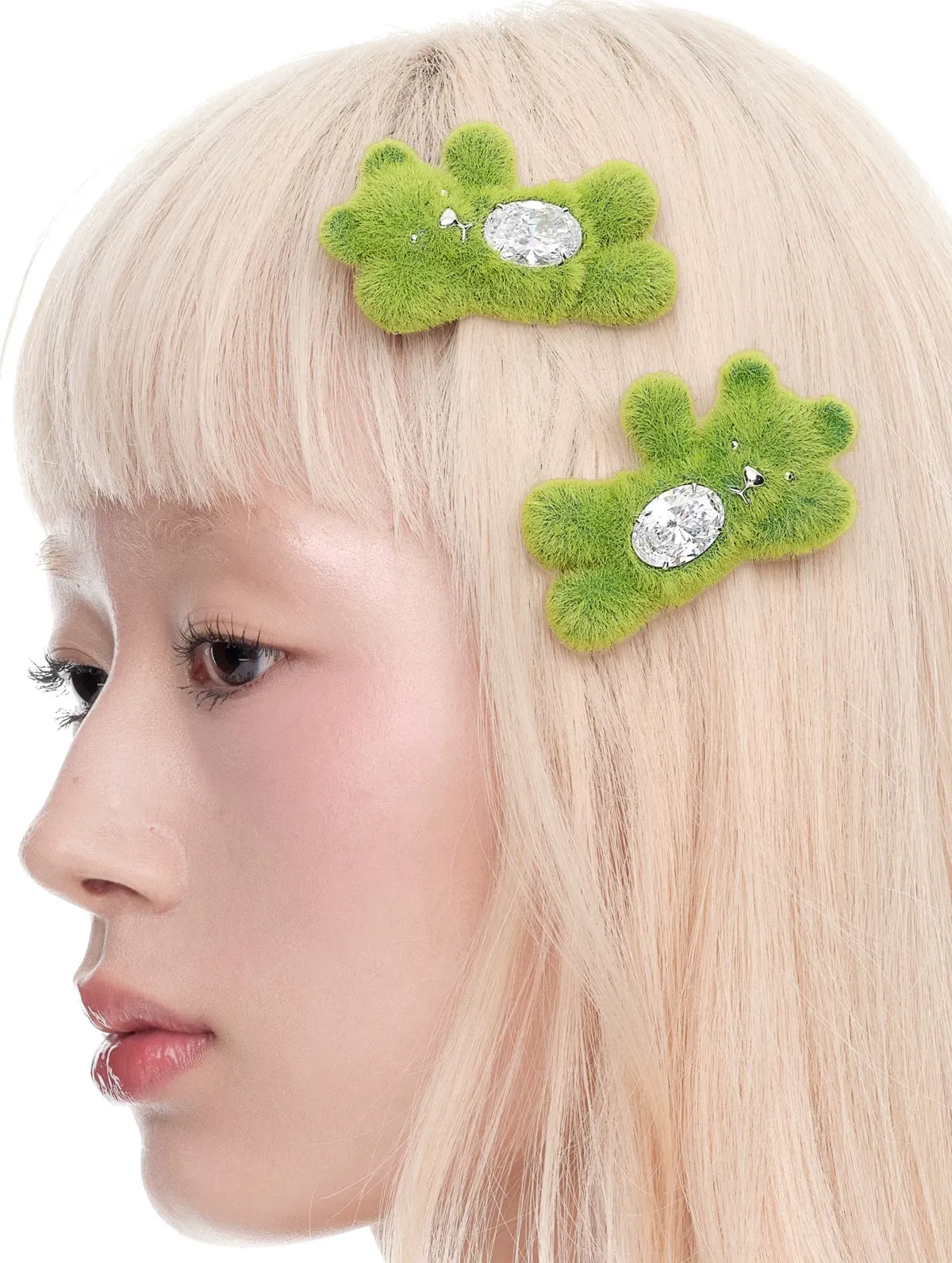 Green Bear Gem Hair Clip