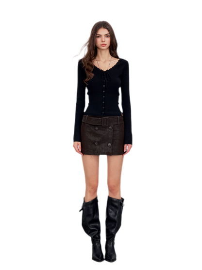 Vintage Utility Belted Mini Skirt