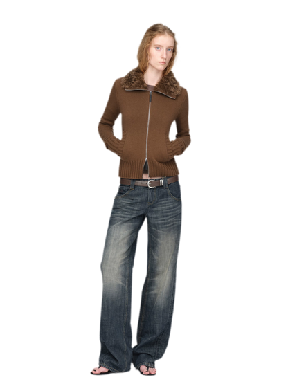 Wool Ribbed Fitted Cardigan