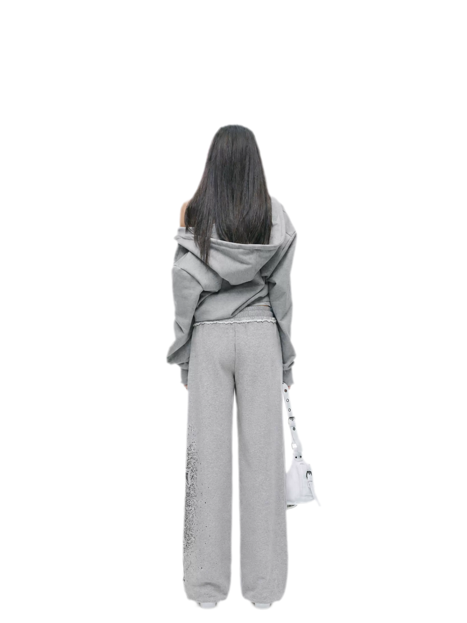 Graphic Cropped Hoodie Pants Set
