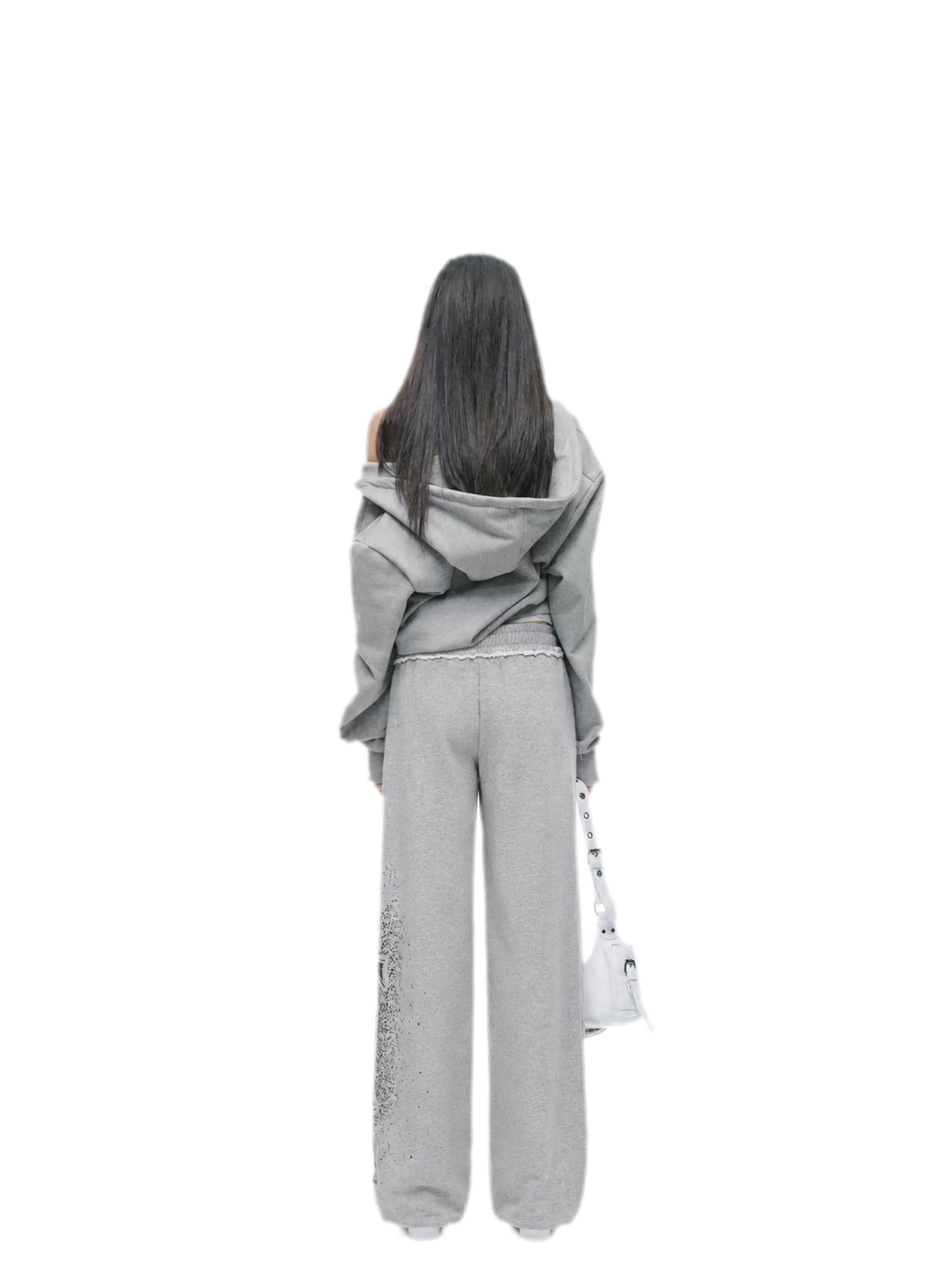 Graphic Cropped Hoodie Pants Set