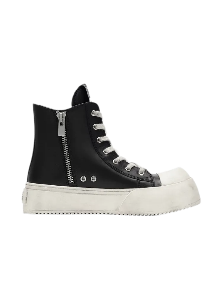 Distressed Leather High-Top Sneakers