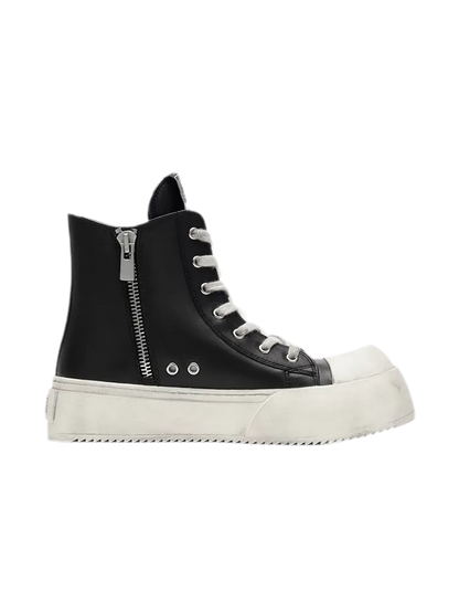 Distressed Leather High-Top Sneakers