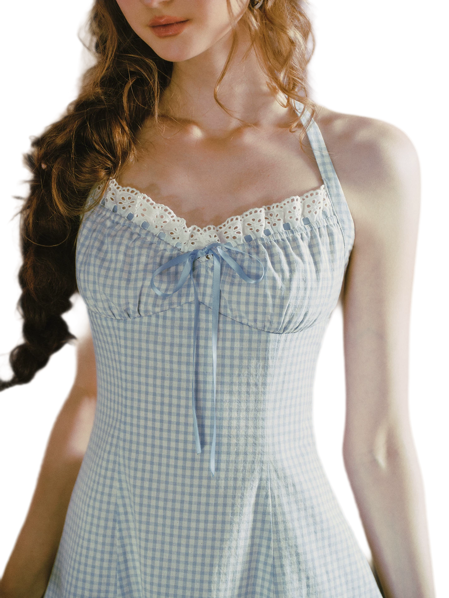 Gingham Halter A-Line Mini Dress