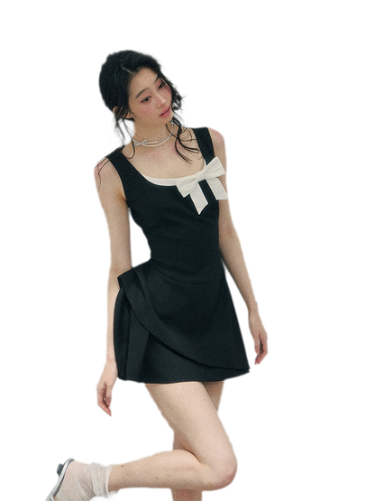 Sleek Bowknot Mini Dress