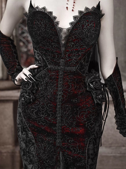 Velvet Gothic Mermaid Dress