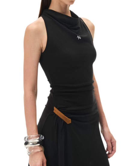 Acetate Wool Ruched Halter Dress