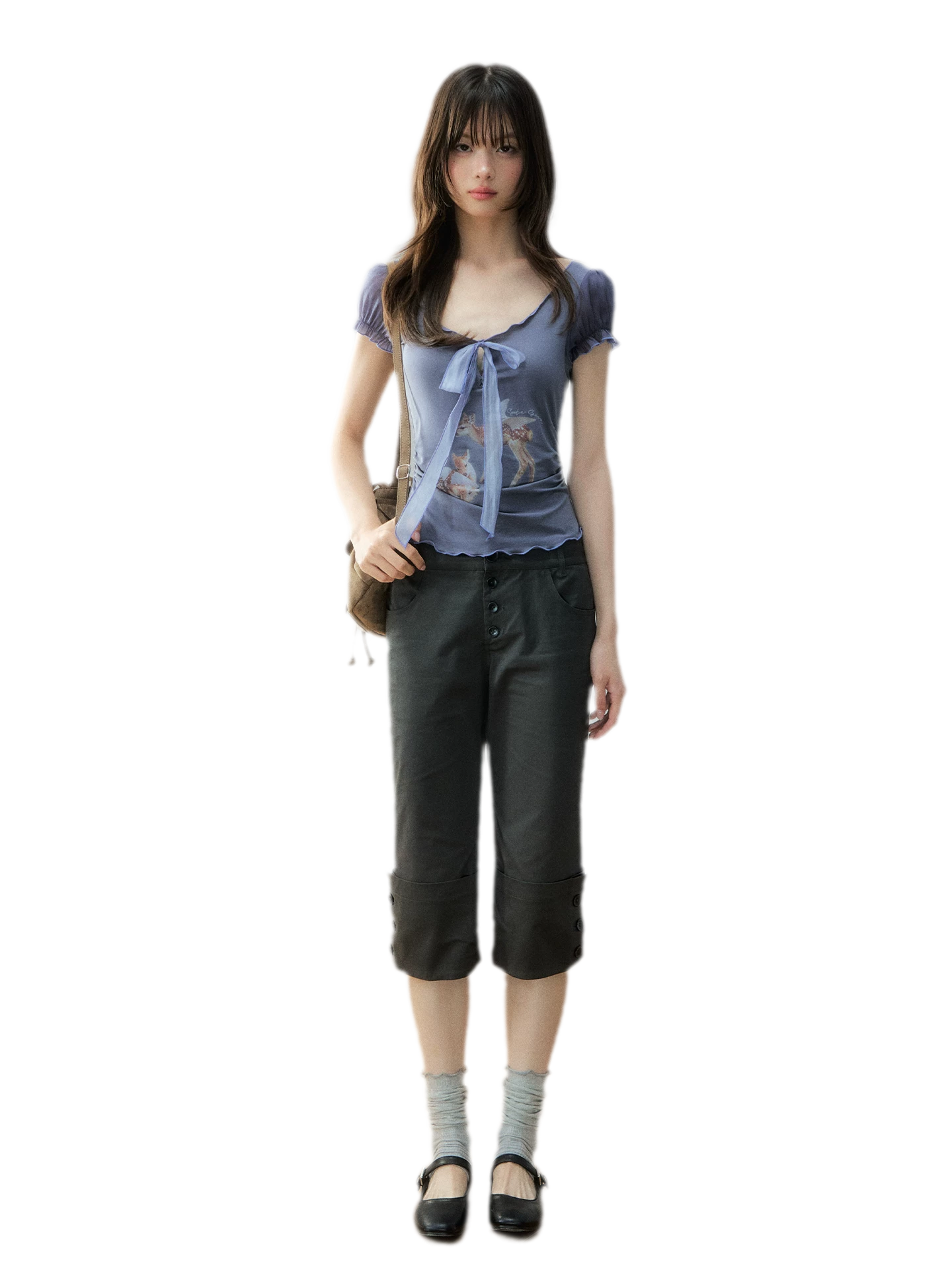 Vintage Turn-Up Cropped Pants