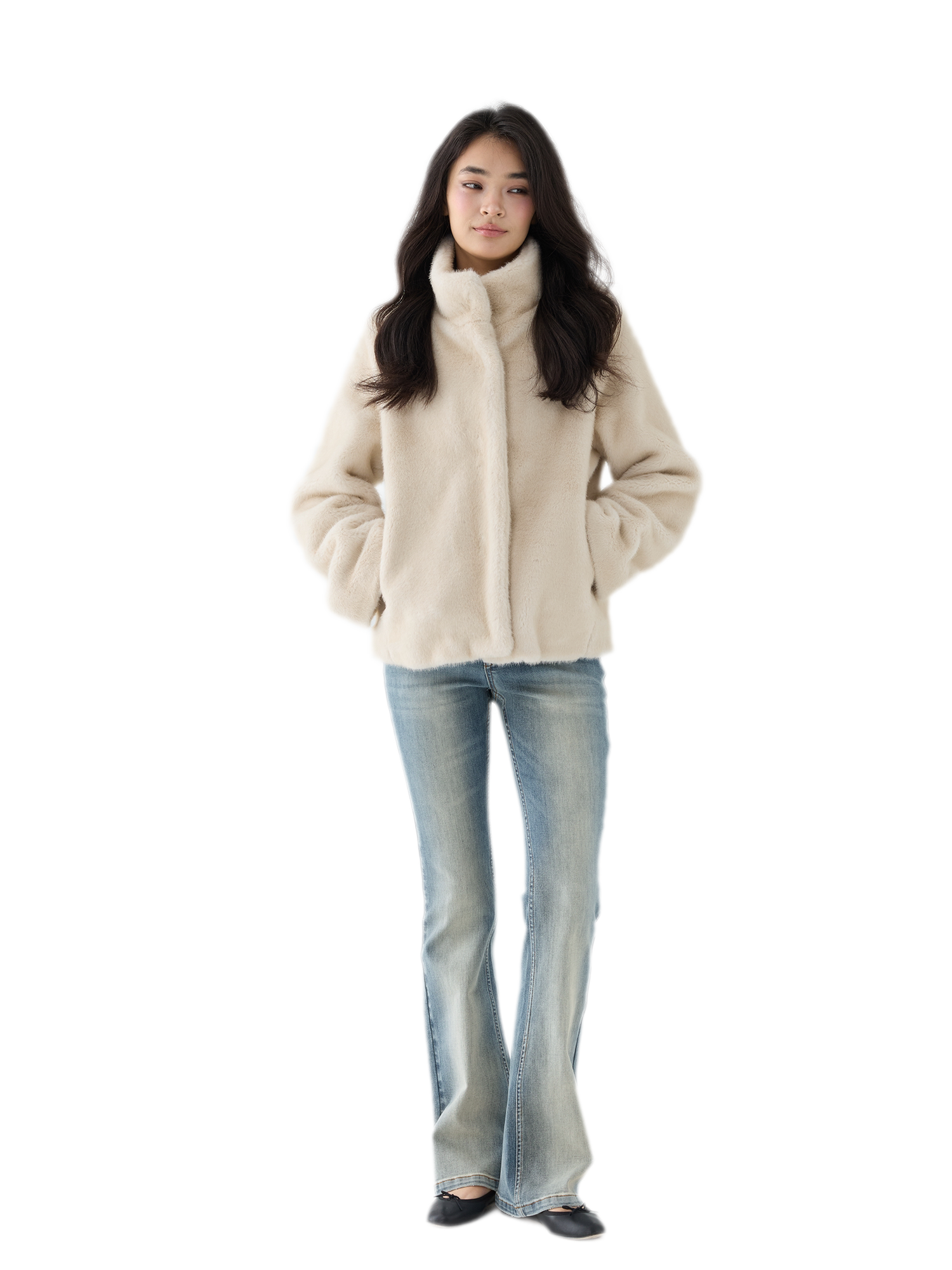 Eco-Friendly Cropped Faux Fur Jacket