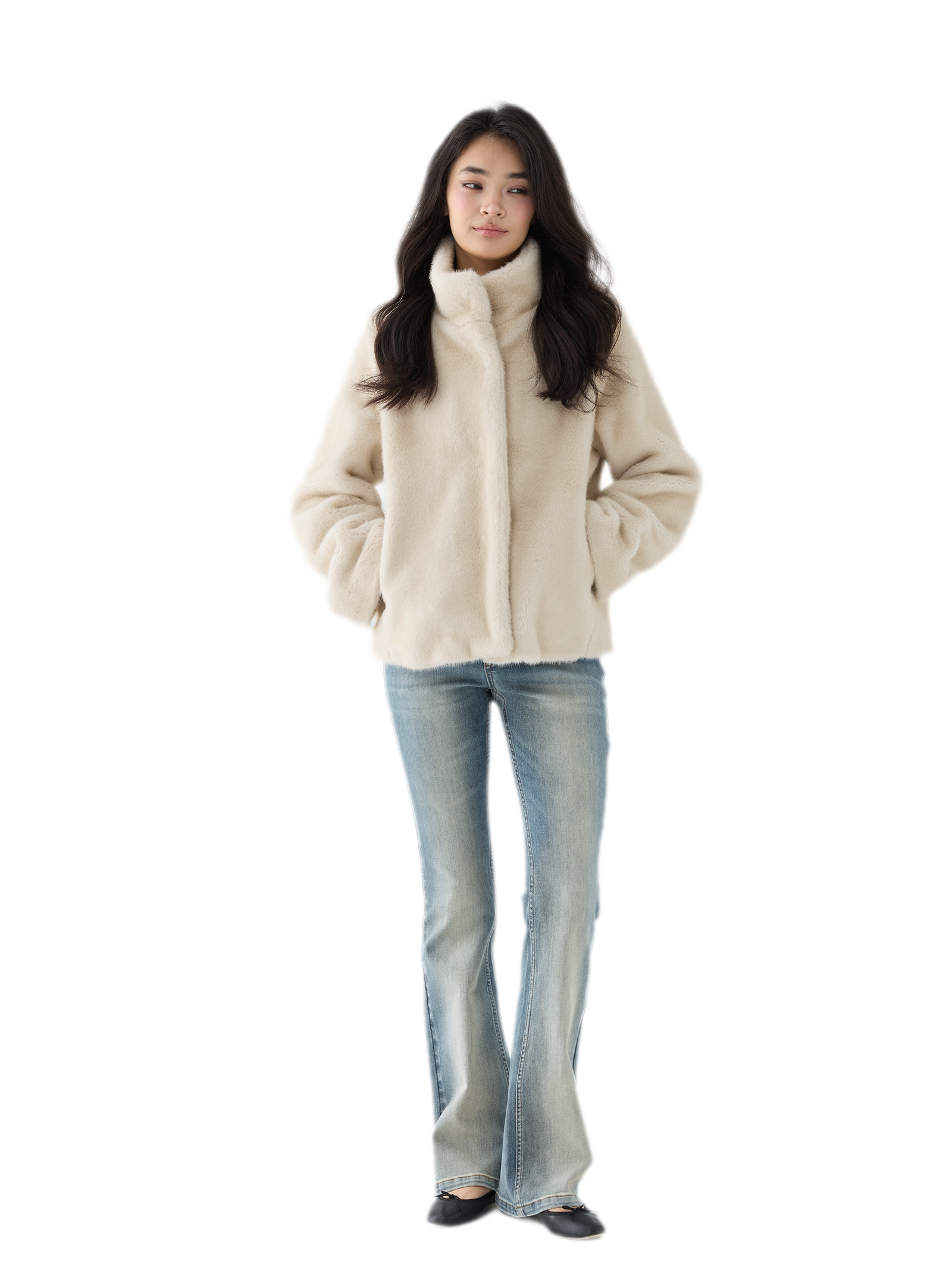 Eco-Friendly Cropped Faux Fur Jacket