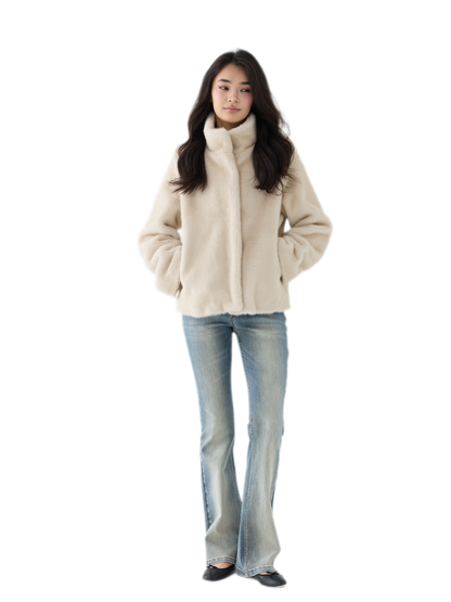 Eco-Friendly Cropped Faux Fur Jacket