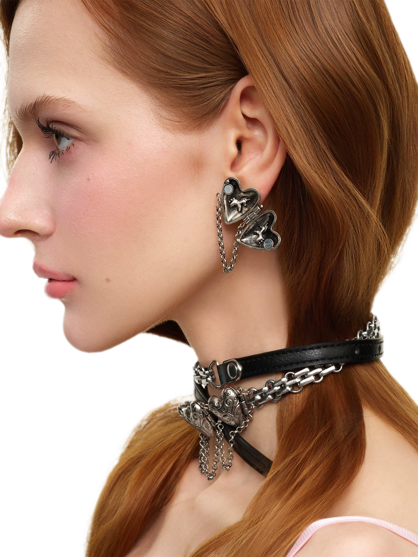 Vintage Textured Heart &amp; Pony Tassel Earrings