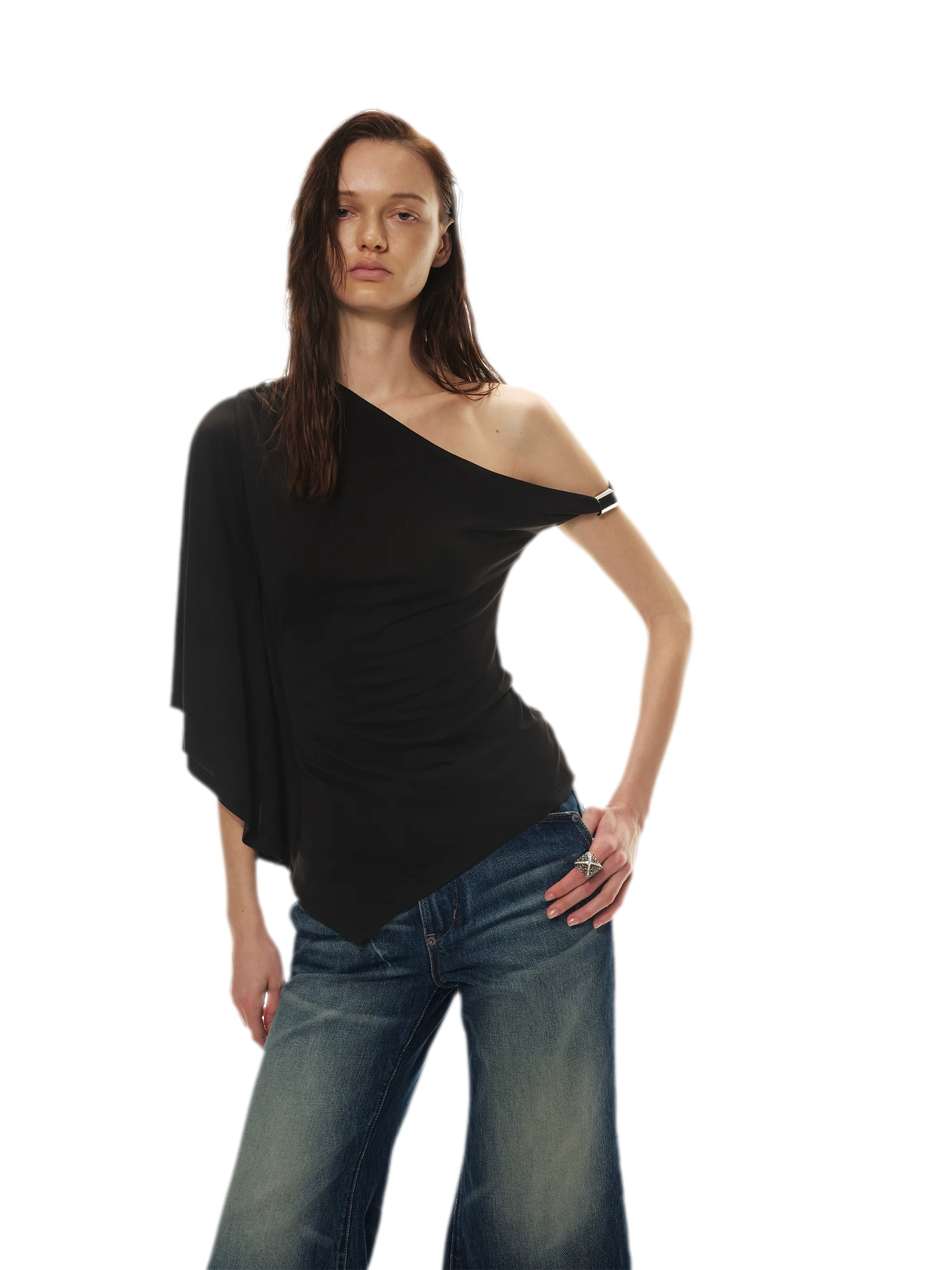 Modal Asymmetrical Single-Shoulder Top