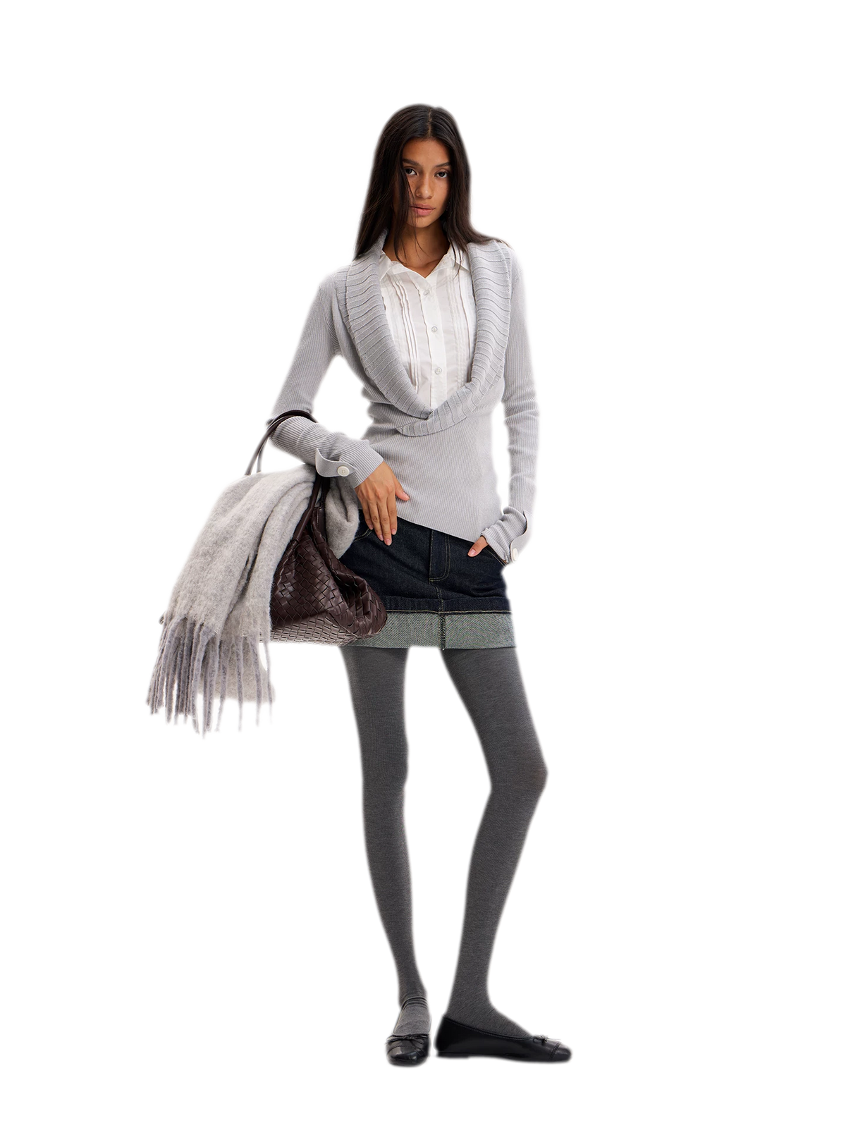 Raw Denim Turn-Up Mini Skirt