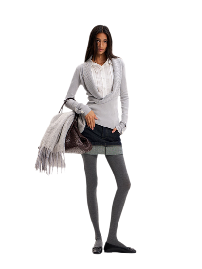 Raw Denim Turn-Up Mini Skirt
