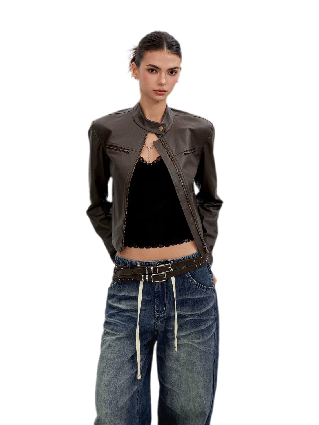 PU Leather Cropped Jacket