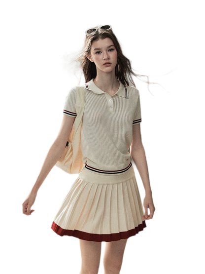 Ribbed Knit Polo Set