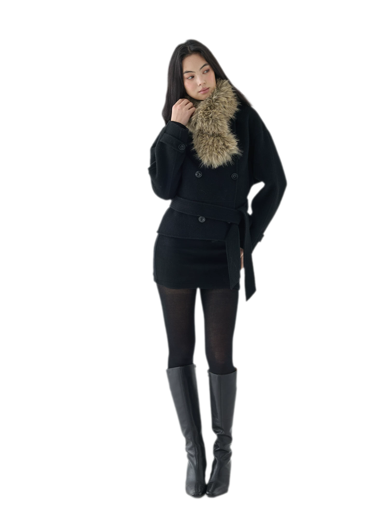 Double-Faced Wool Short Coat