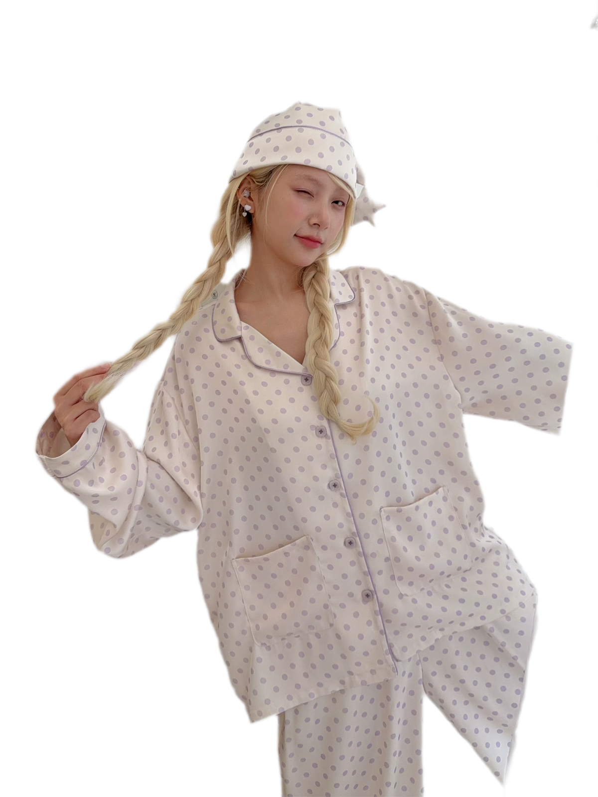 Glossy Polka Dot Pajama Set
