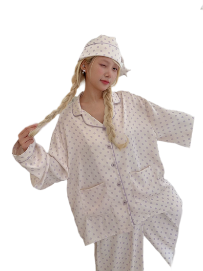 Glossy Polka Dot Pajama Set