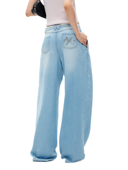 Tencel Denim Loose Wide-Leg Pants
