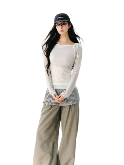 Asymmetric Tie Shoulder Tee