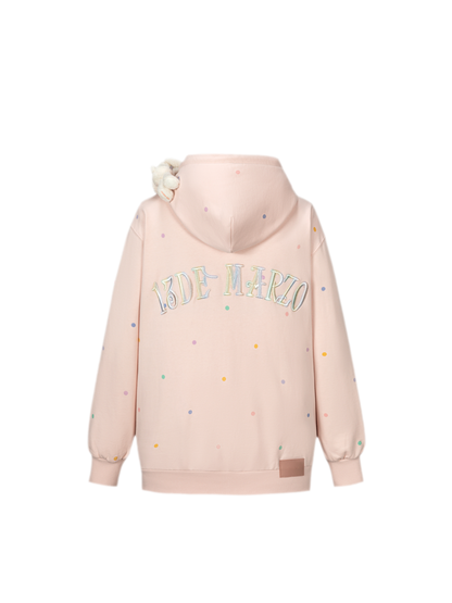 Polka Dot Embroidered Hoodie