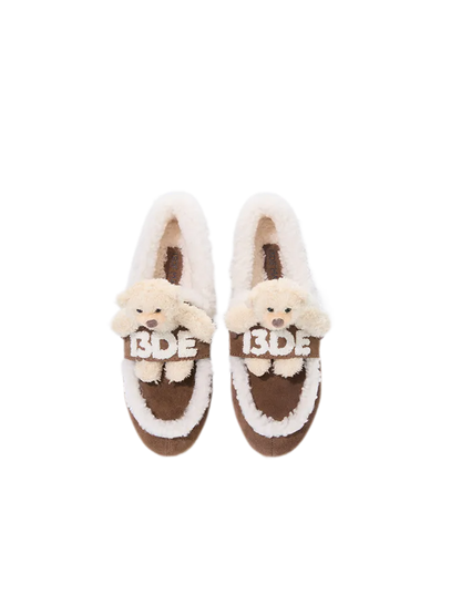 Mocasines sin cordones de oso de peluche