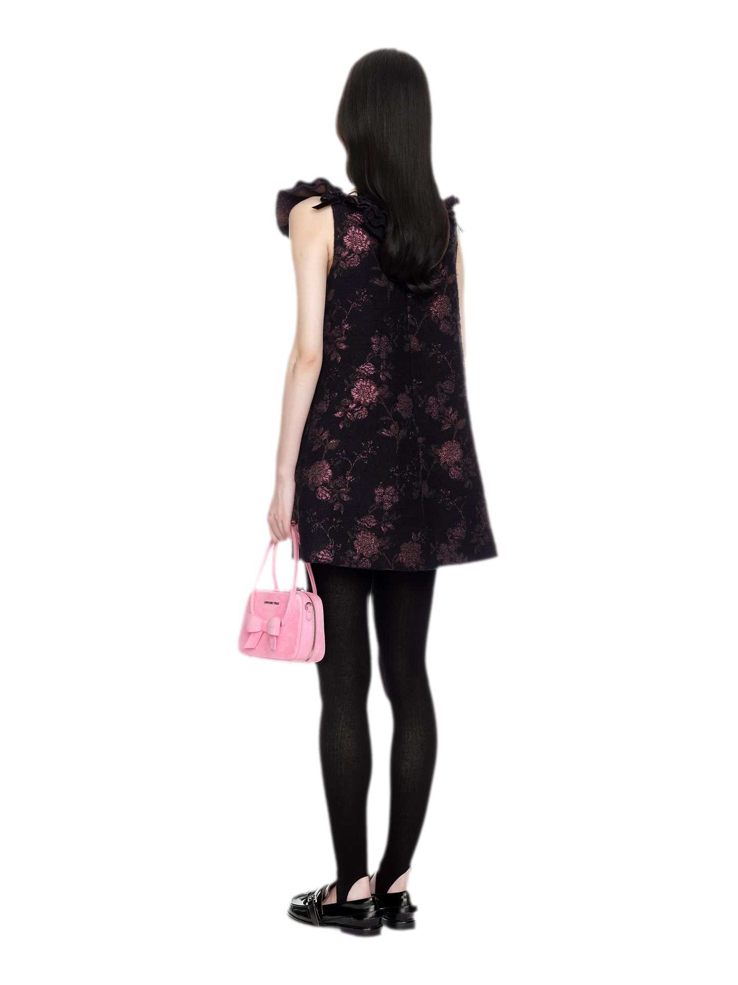 Floral Jacquard Ruffle Mini Dress