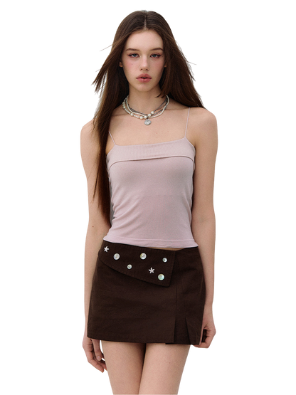 Brown Tone Starburst Asymmetric Skirt
