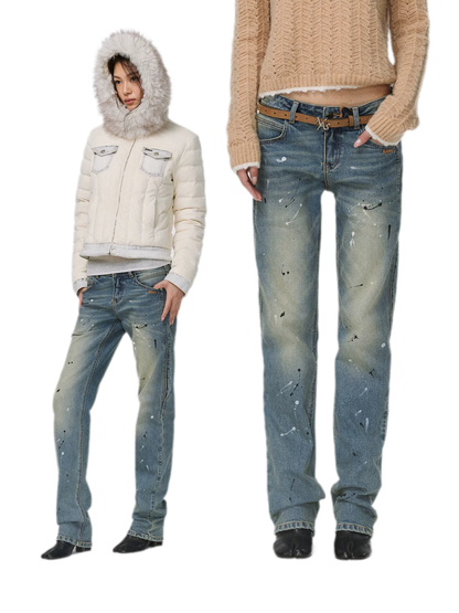 Gewaschene Distressed-Slim-Jeans