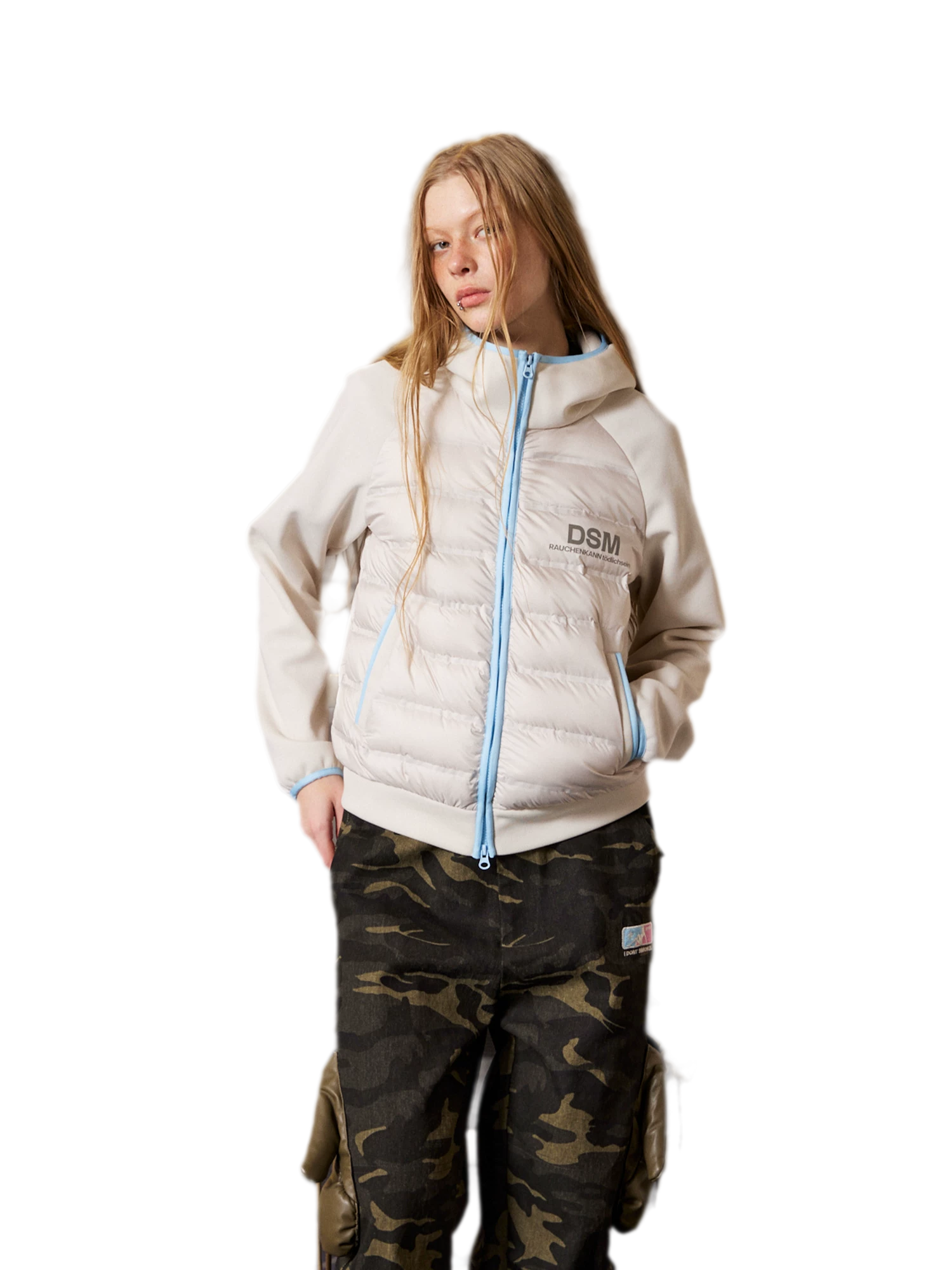 Contrast-Bound Cropped Down Jacket
