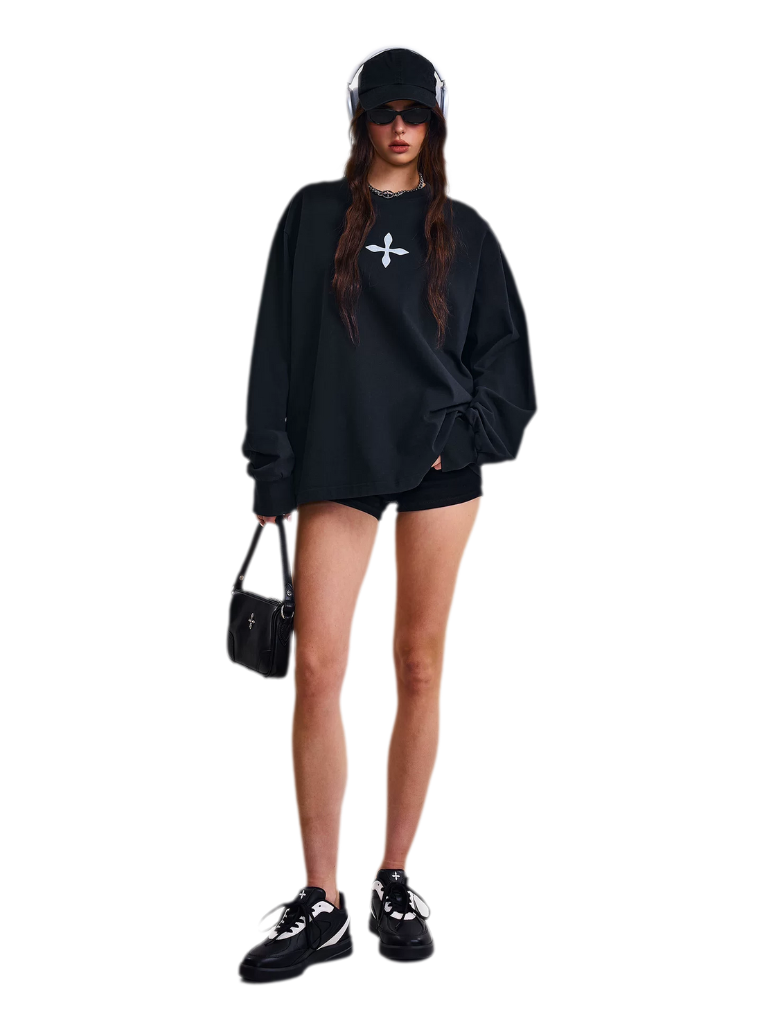 Cross Statue Oversized Long Sleeve Top
