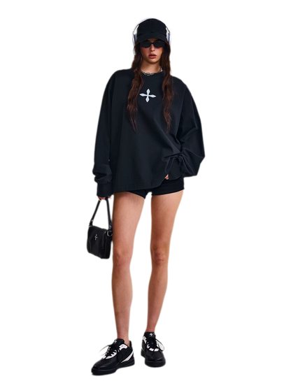 Cross Statue Oversized Long Sleeve Top