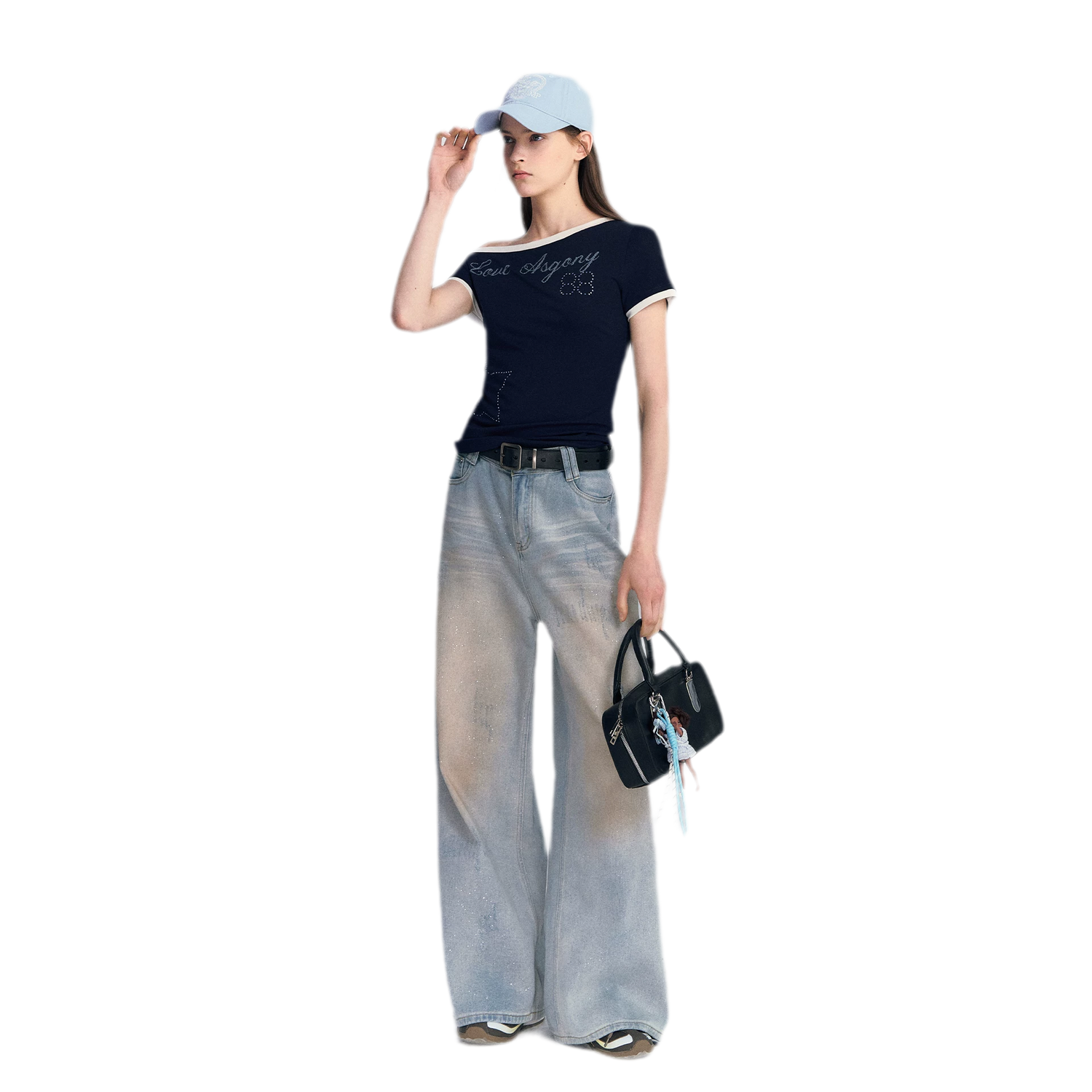 Sequin Wide-Leg Jeans