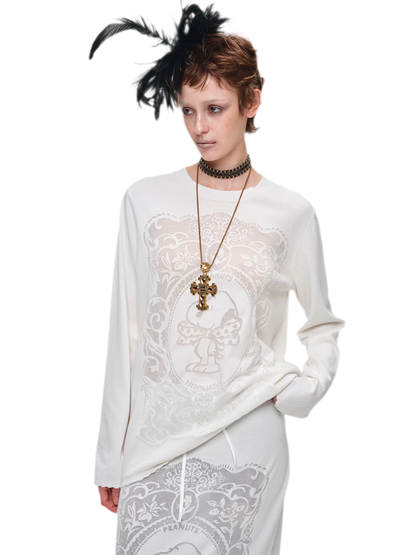 Burnout Graphic Knit Sweater