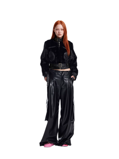 Plush Leather Panelled Jacket
