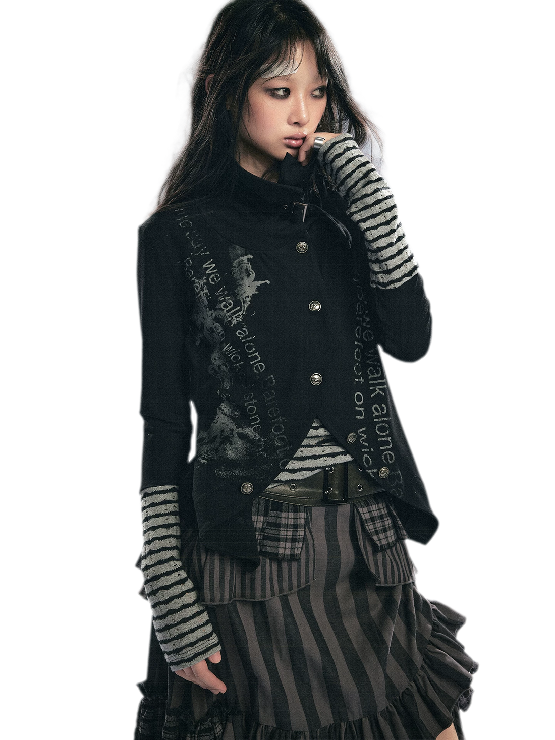 Striped Faux Layer Cardigan