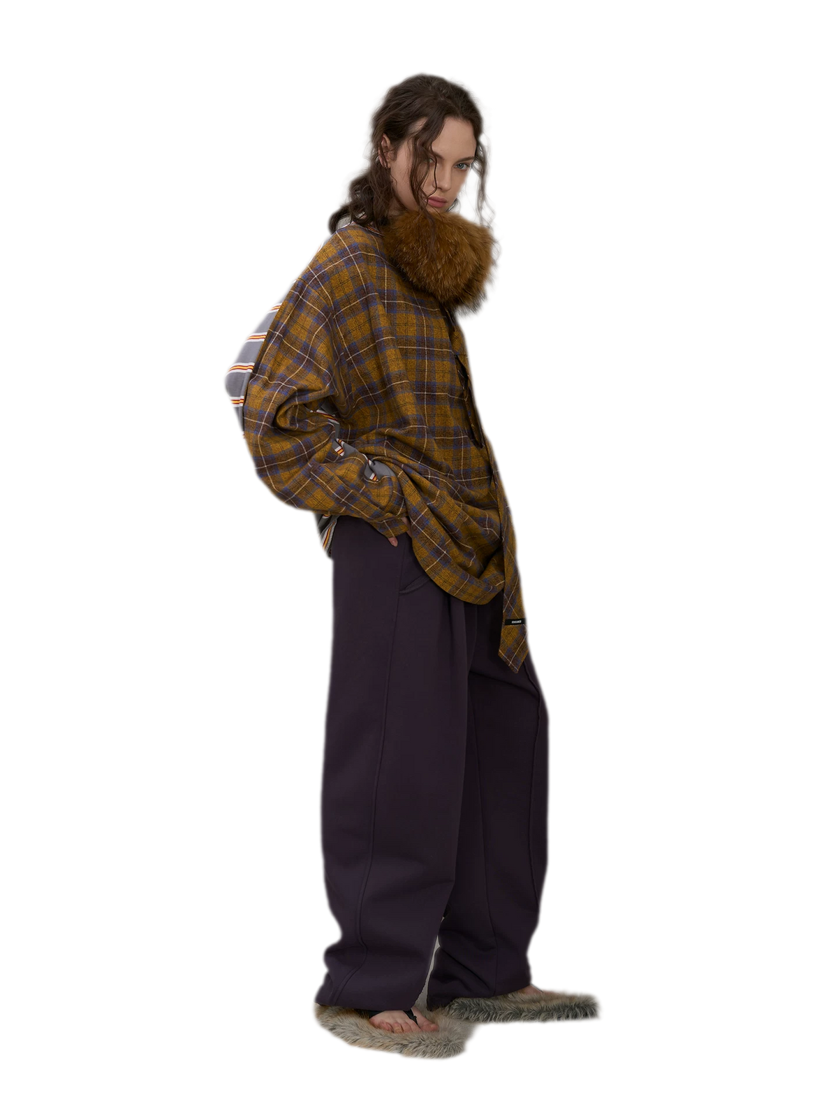 Contrasting Plaid Panel T-Shirt