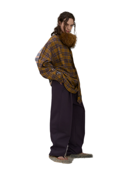 Contrasting Plaid Panel T-Shirt