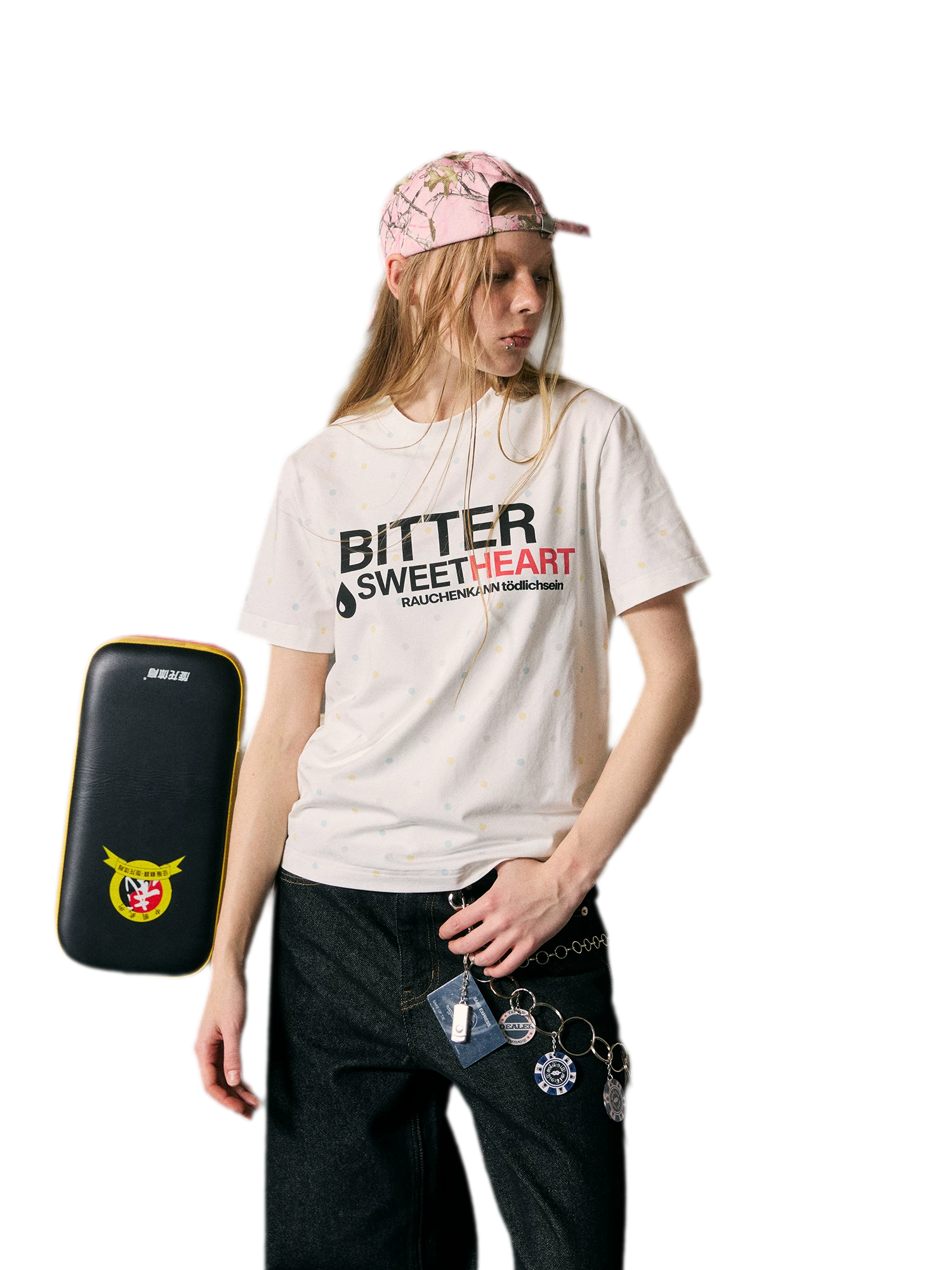 Colorful Polka-Dot Fitted T-Shirt