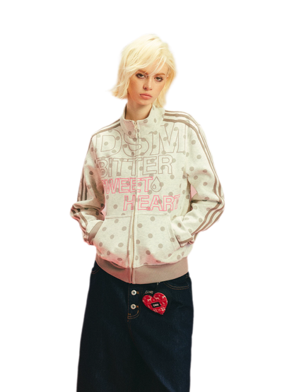 Custom Polka-Dot Stand-Collar Sweatshirt