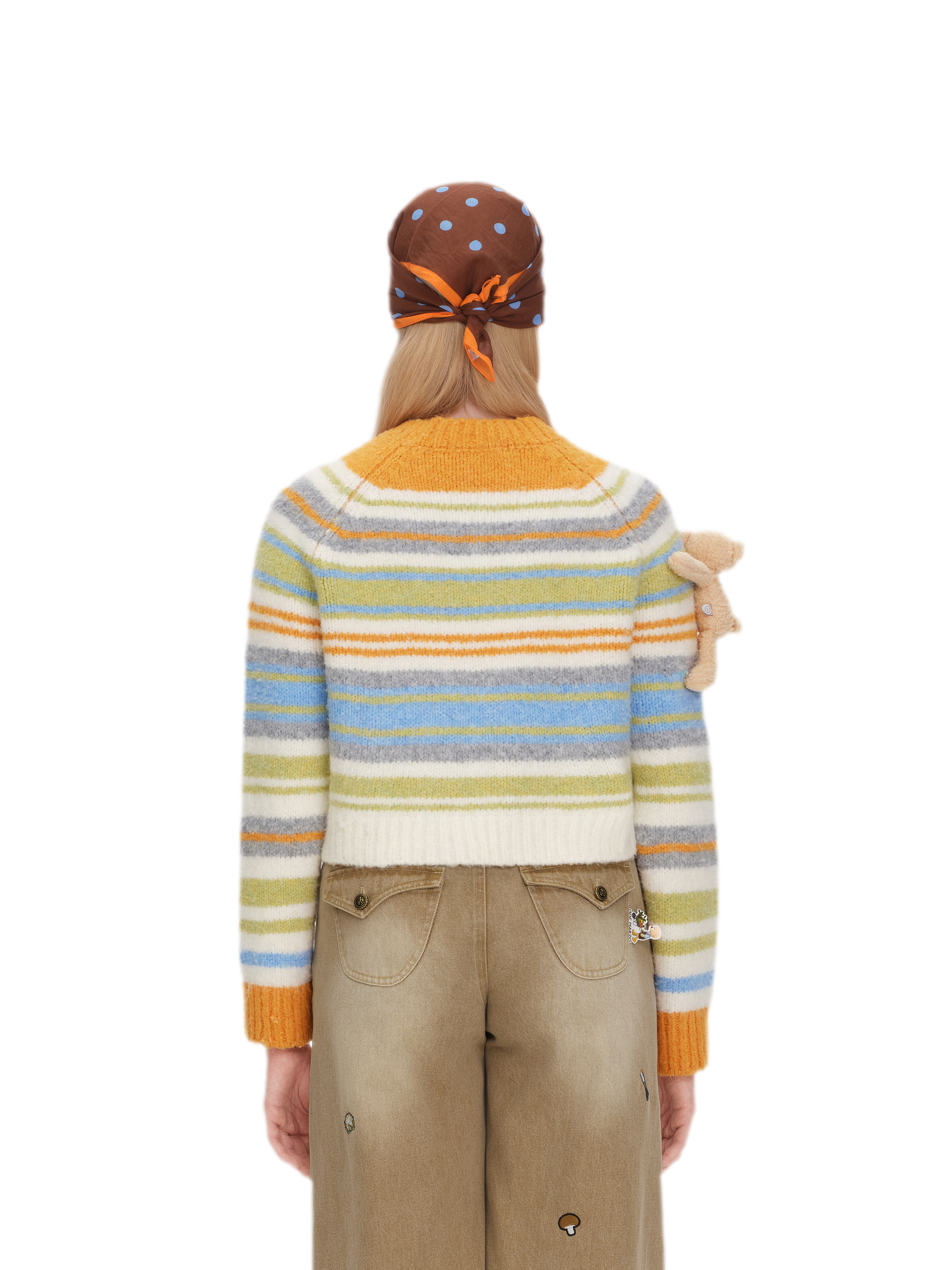 Color-Block Striped Fuzzy Sweater