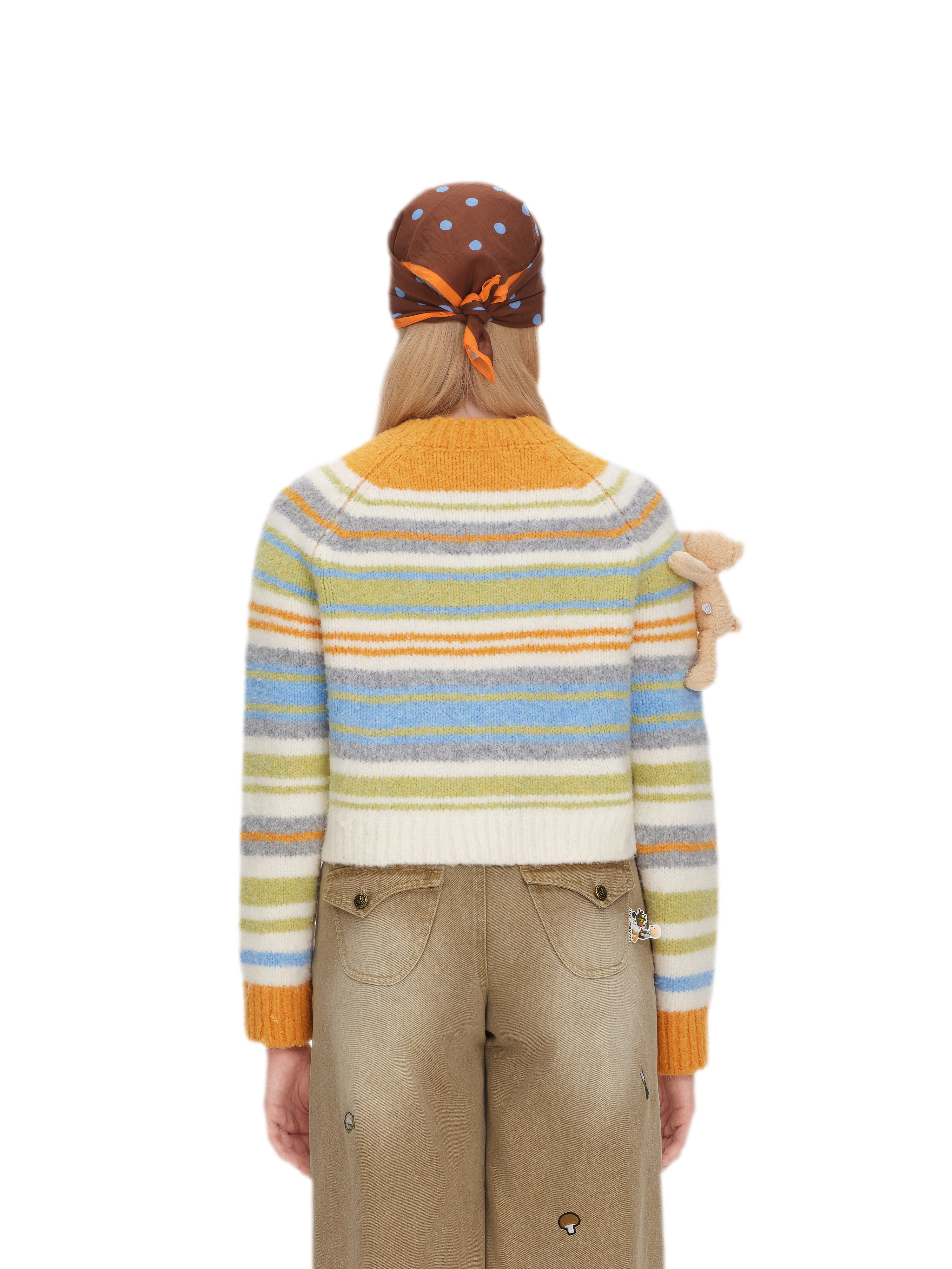Color-Block Striped Fuzzy Sweater